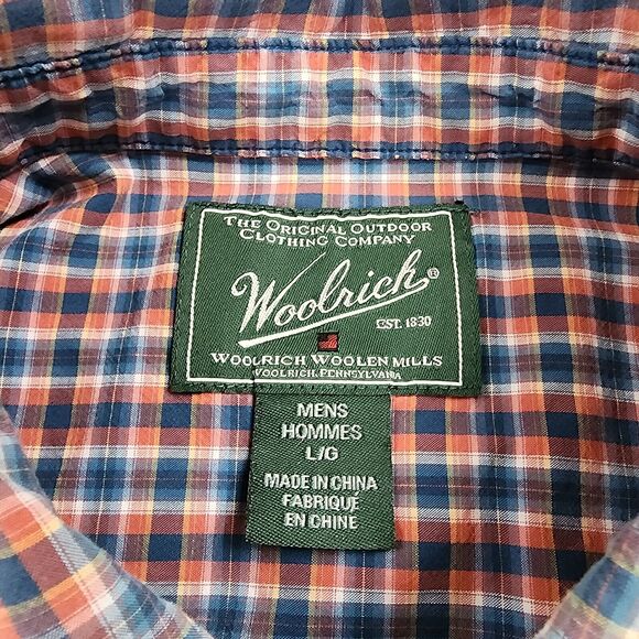 Woolrich Shirt Mens Large Plaid Roll Tab Sleeve Button Up Casual Outdoor Wear - Picture 2 of 16